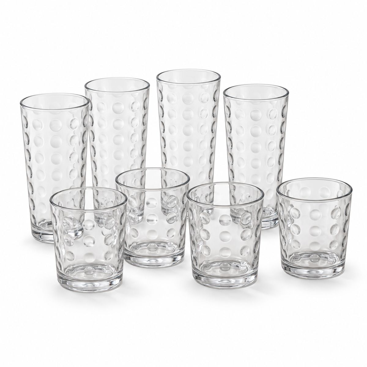Verres Highball 450ml / Tumbler 380ml - Lot de 8 Motif bulles