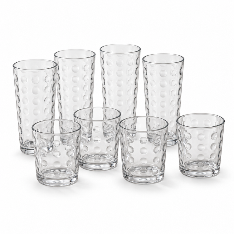 Verres Highball 450ml / Tumbler 380ml - Lot de 8 Motif bulles