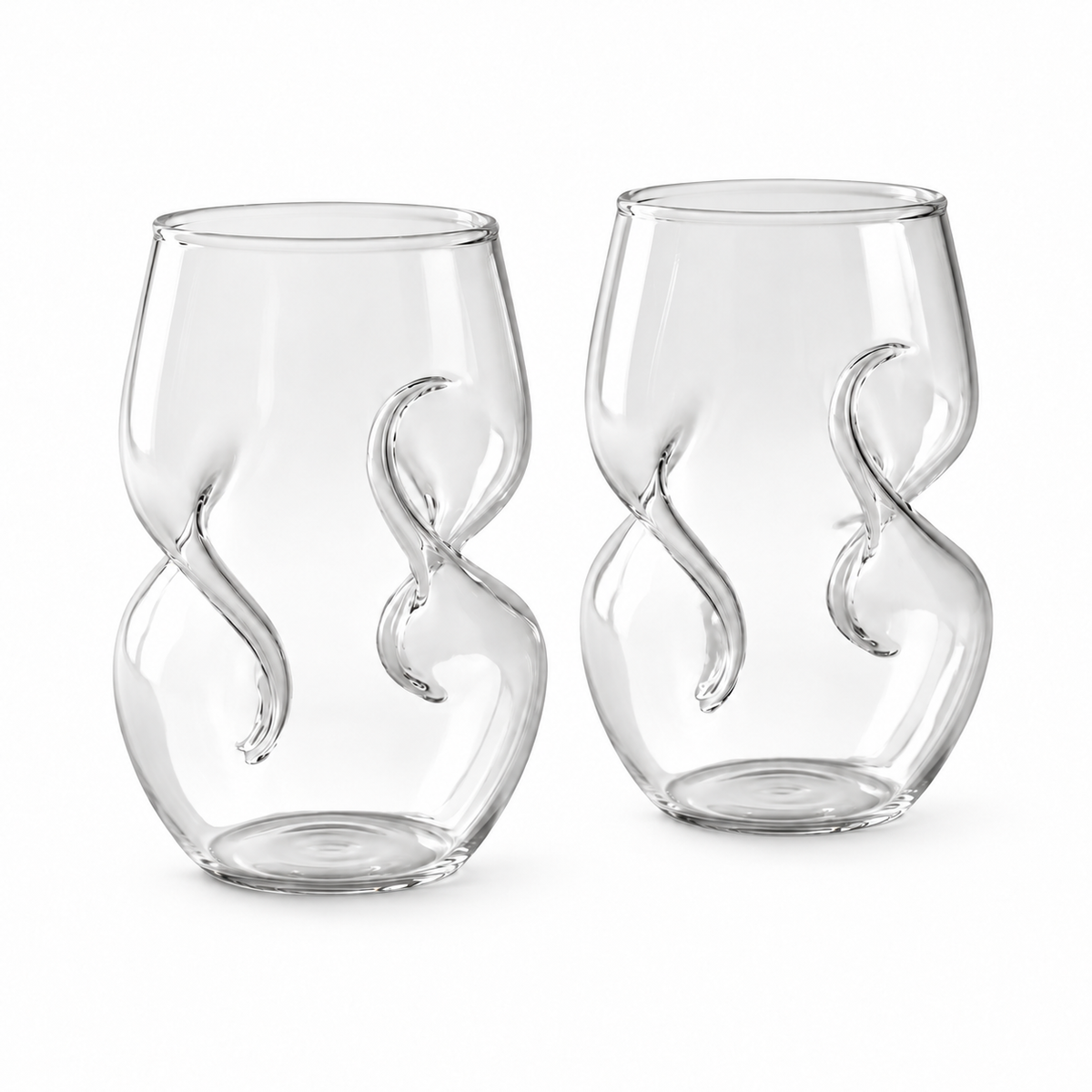 Verre à vin sans pied incurvé fait à la main avec aérateur intégré (Lot de 2)
