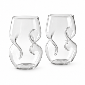 Verre à vin sans pied incurvé fait à la main avec aérateur intégré (Lot de 2)