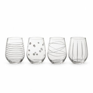 Lot de 4 verres sans pied gravés avec précision (4 motifs) - 500 ml