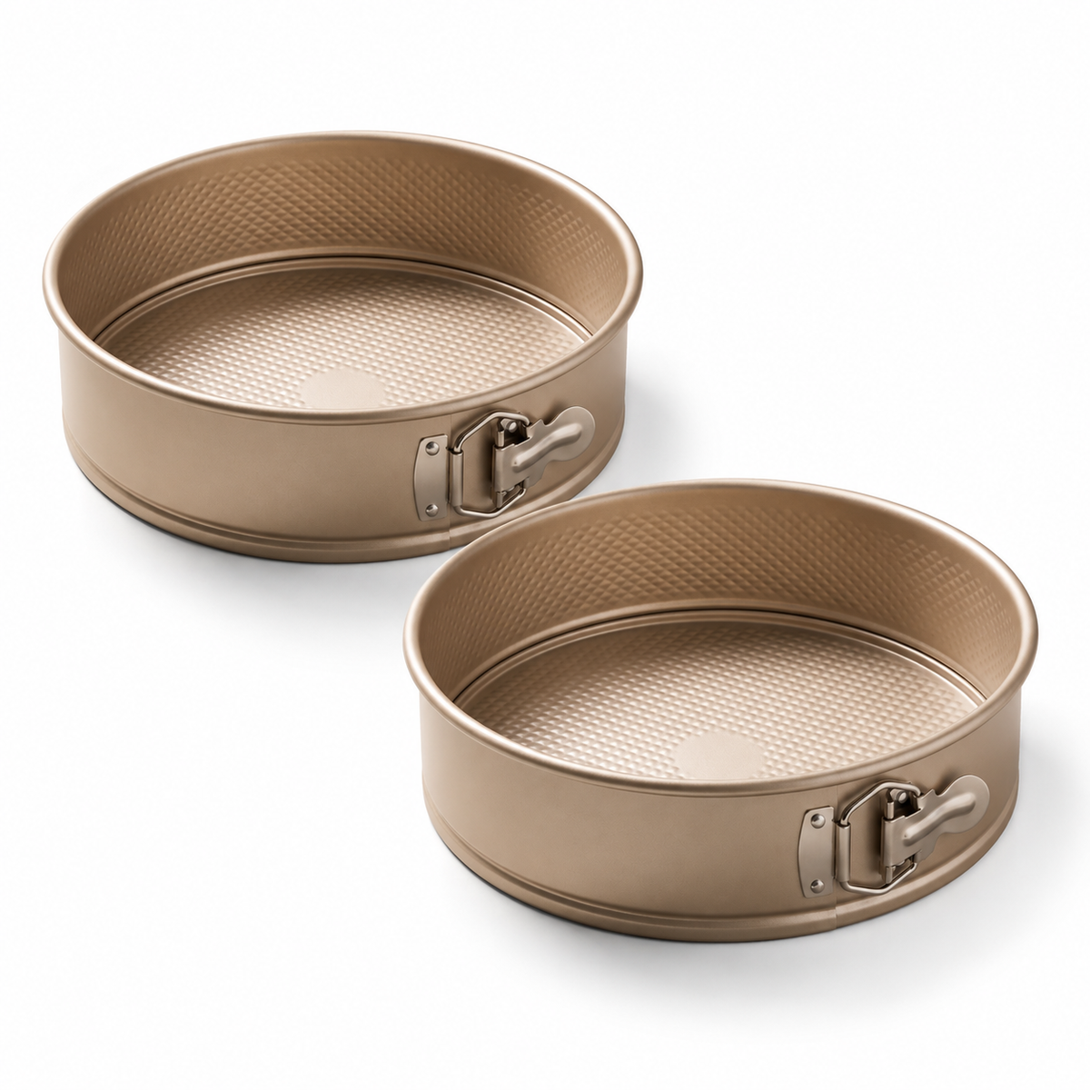 iBake Moule à gâteau à charnière antiadhésif Diamond, 23,5 cm - Champagne Doré - Lot de 2 - Simple Boutique
