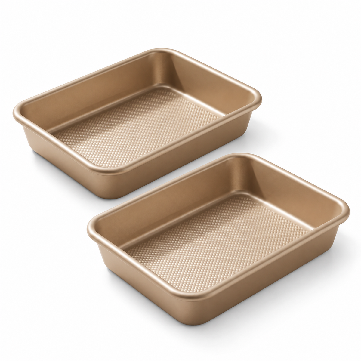 iBake Plat à rôtir et à enfourner antiadhésif Diamond - Champagne Doré - Lot de 2 - Simple Boutique