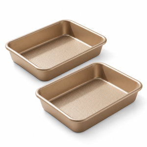 iBake Plat à rôtir et à enfourner antiadhésif Diamond - Champagne Doré - Lot de 2 - Simple Boutique