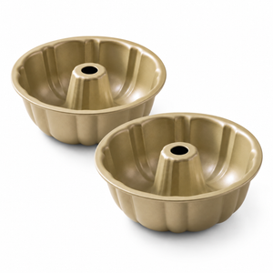 iBake Moule à cheminée cannelé antiadhésif Diamond - Champagne Doré - Lot de 2 - Simple Boutique