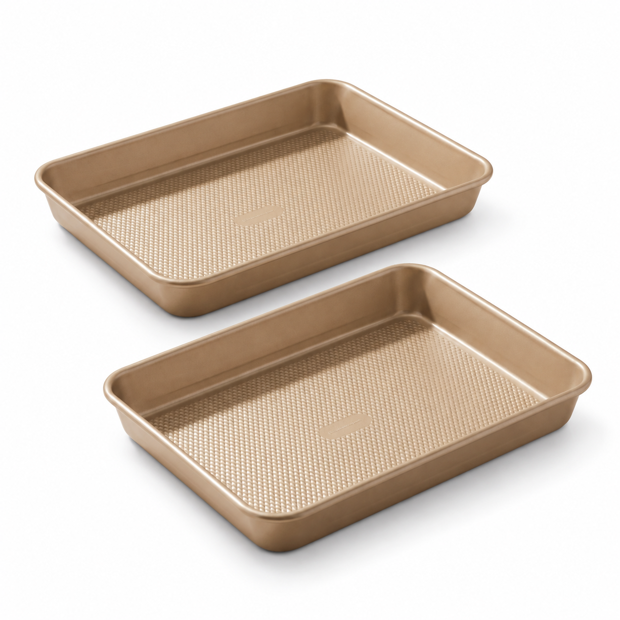 iBake Grand moule et rôtissoire antiadhésif Diamond - Champagne Doré - Lot de 2 - Simple Boutique