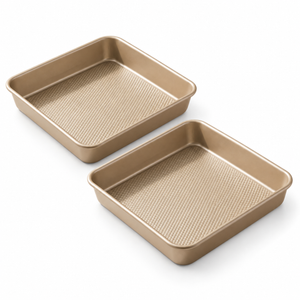 iBake Moule à gâteau carré antiadhésif Diamond - Champagne Doré - Lot de 2 - Simple Boutique