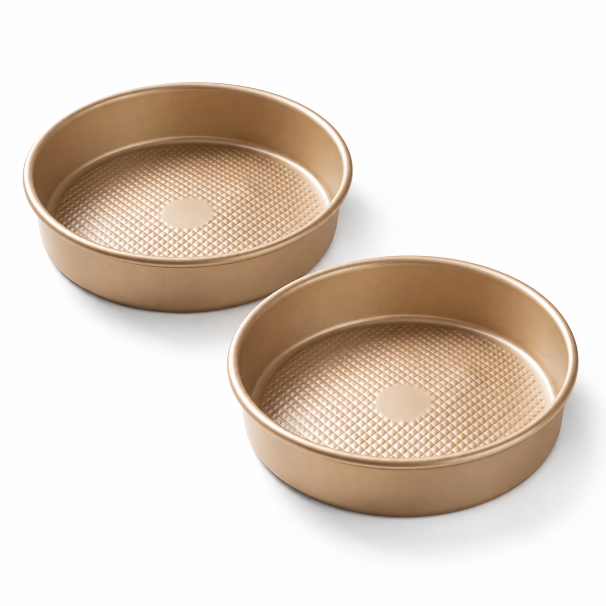 iBake Moule à manqué rond antiadhésif Diamond - Champagne Doré - Lot de 2 - Simple Boutique