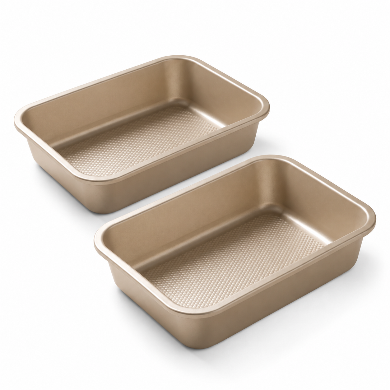 iBake Plat à four et rôtissoire moyen antiadhésif Diamond - Champagne Doré - Lot de 2 - Simple Boutique