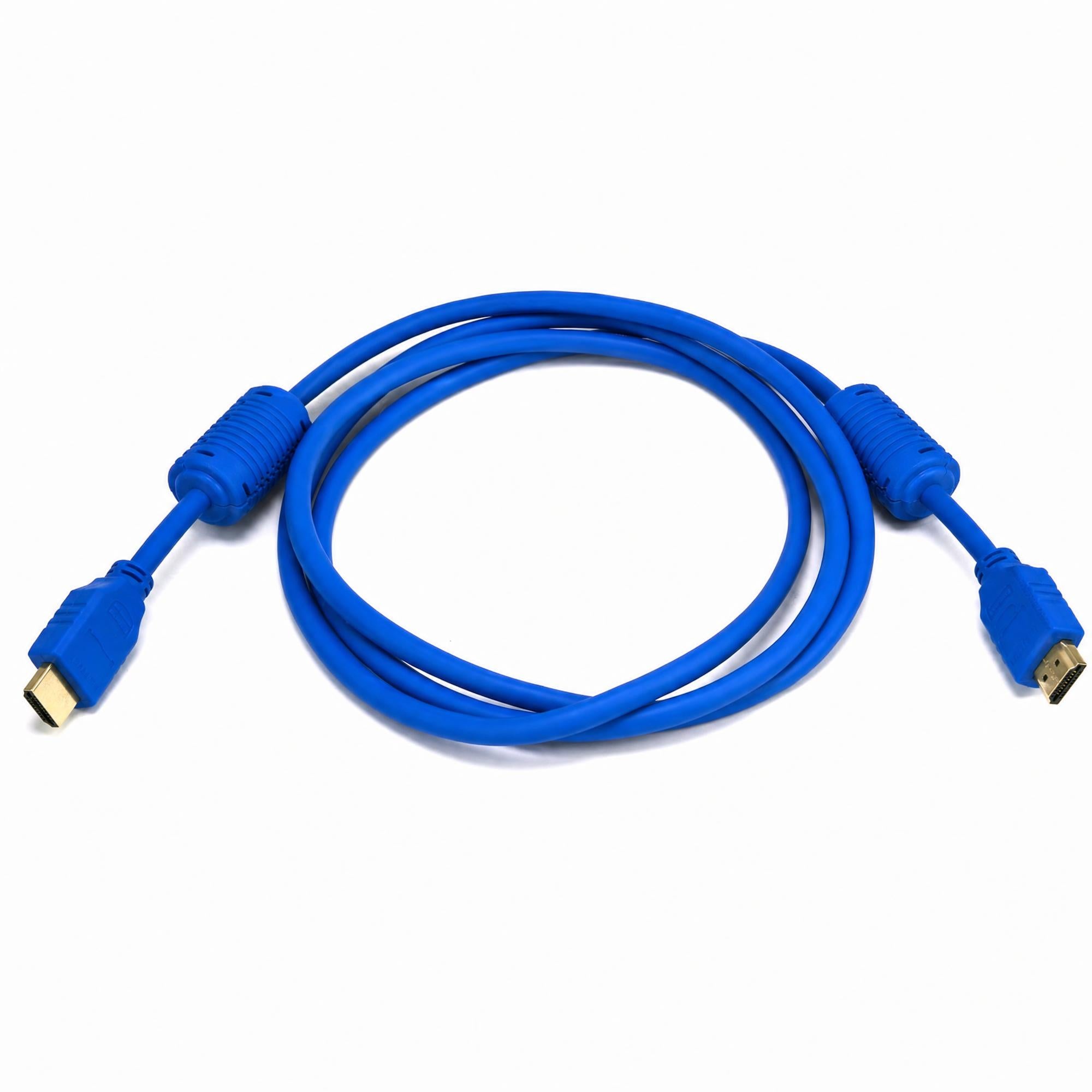 Câble HDMI bleu mâle à mâle avec filtres ferrites aux deux extrémités