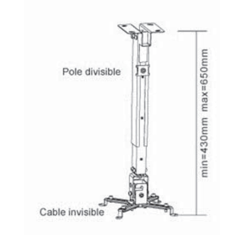 AMX BP-04B Support Projecteur Extensible 19.6" à 25.6" Plafond Noir - Simple Boutique