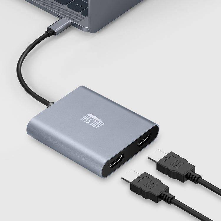 Adesso - Adaptateur USB-C vers 2 Ports HDMI CyberHub 5020, Débit 4K Haute Vitesse - Simple Boutique