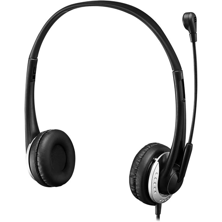 Adesso - Casque Stéréo Filaire USB avec Microphone Antibruit Réglable, Noir - Simple Boutique