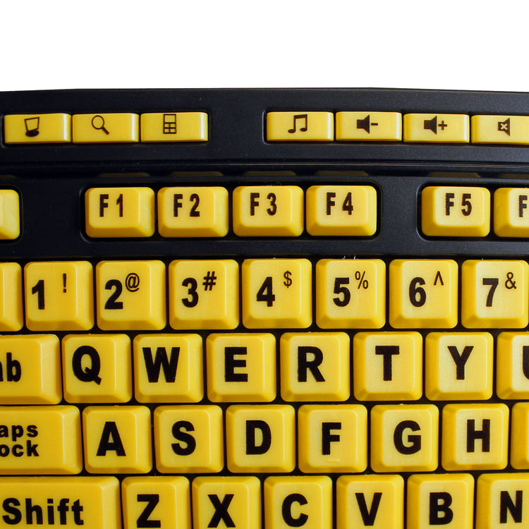 Adesso - Clavier Lumineux Filaire à Gros Caractères avec Raccourci Multimédia, Jaune - Simple Boutique