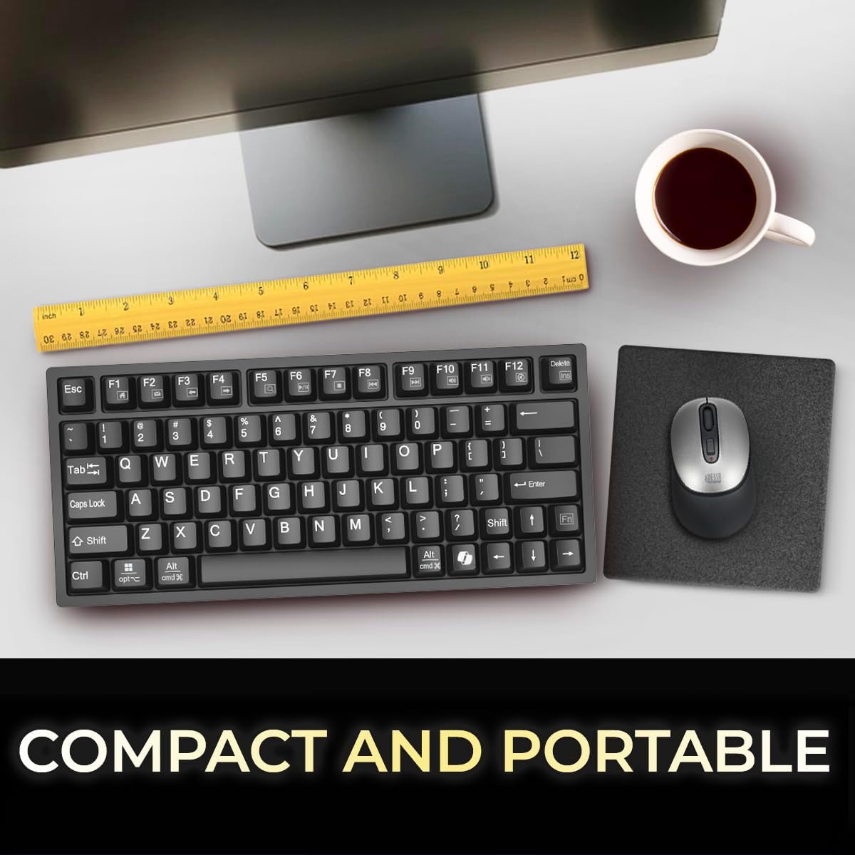 Adesso - Clavier Mécanique Filaire Compact EasyTouch 610 Avec Raccourci pour Co-Pilote, Noir - Simple Boutique