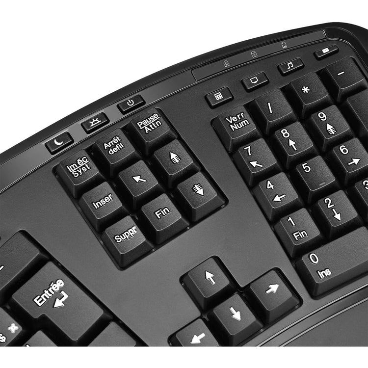 Adesso - Ensemble Clavier Ergonomique et Souris Sans-Fil, Francais-Canadiens, Noir - Simple Boutique