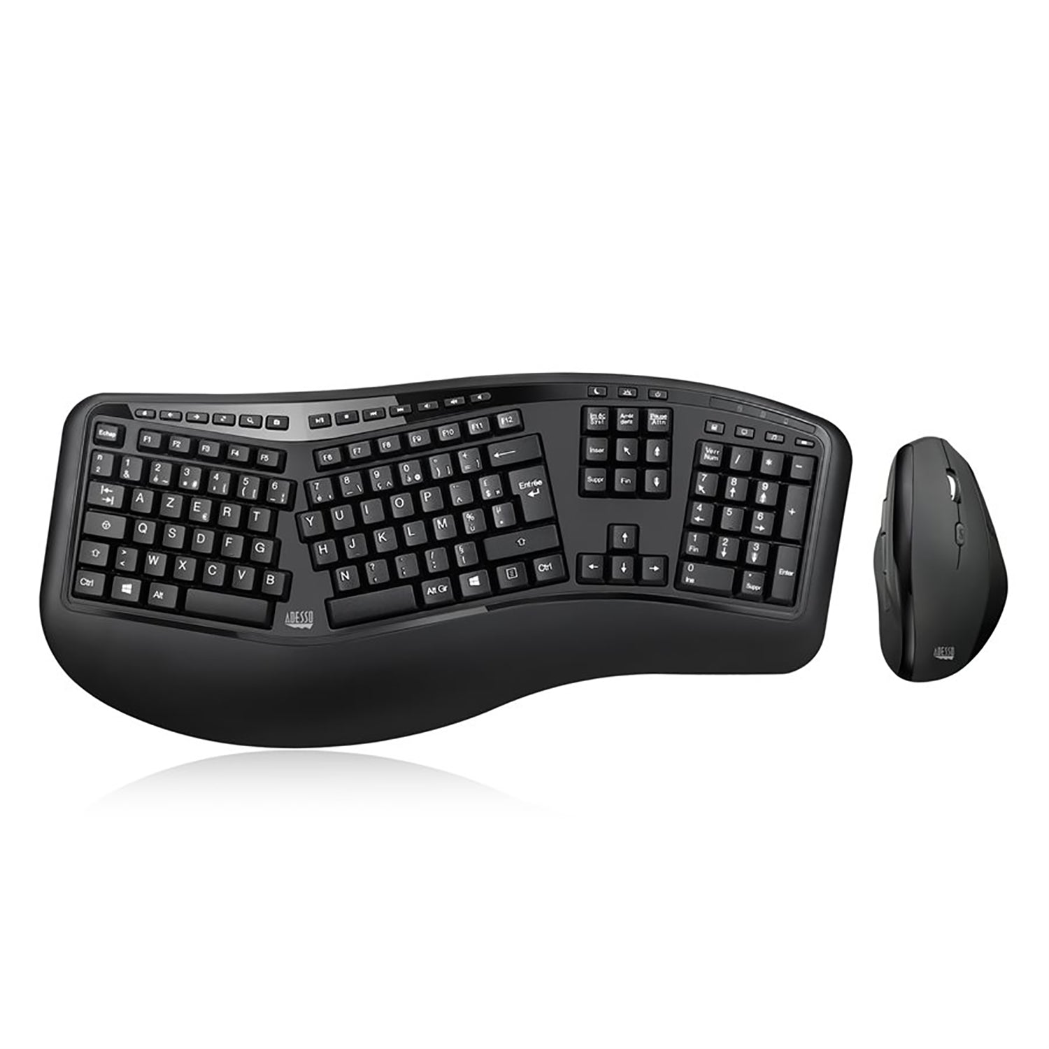 Adesso - Ensemble Clavier Ergonomique et Souris Sans-Fil, Francais-Canadiens, Noir - Simple Boutique