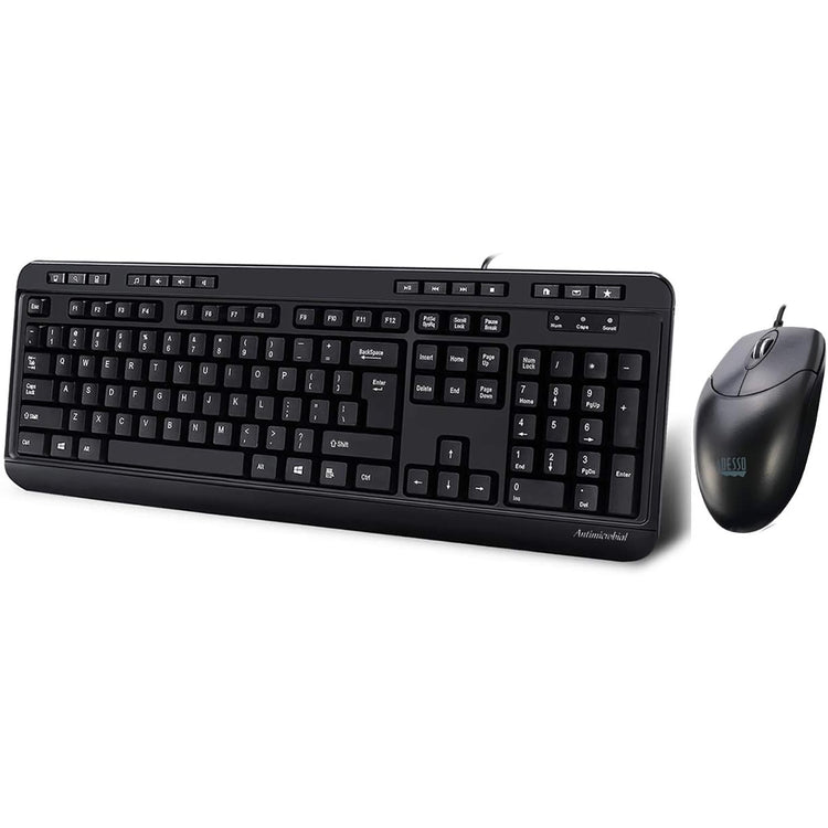 Adesso - Ensemble Clavier et Souris Filaire, Antimicrobiens, Noir - Simple Boutique