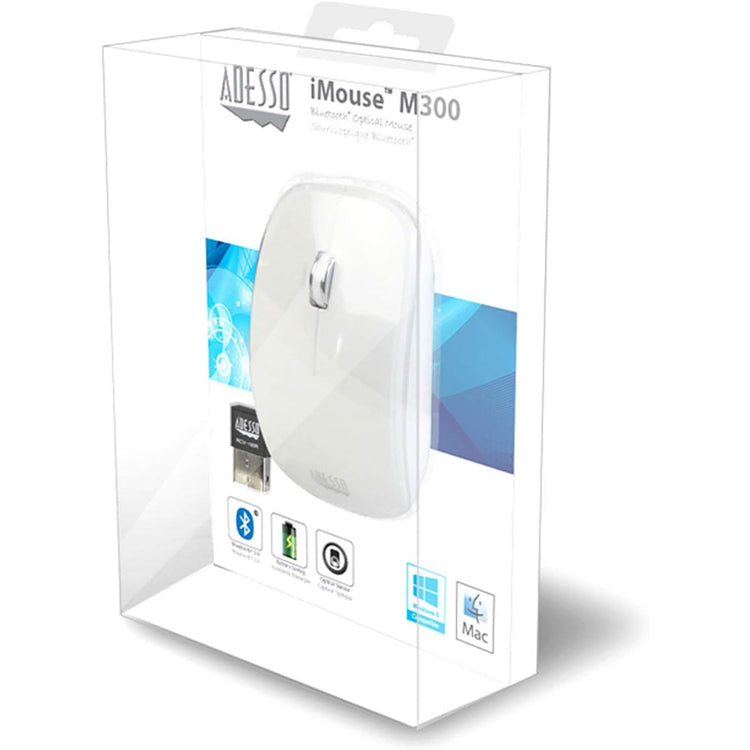 Adesso - Souris Optique Sans-Fil, Bluetooth, 1000DPI, Blanc - Simple Boutique