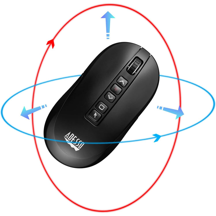 Adesso - Souris de Présentation Sans-Fil avec Pointeur Laser Intégré, Noir - Simple Boutique