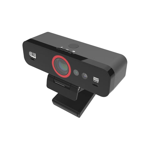 Adesso - Webcam HD 1080P, Double Microphone Intégré, Reconnaissance Faciale, Noir