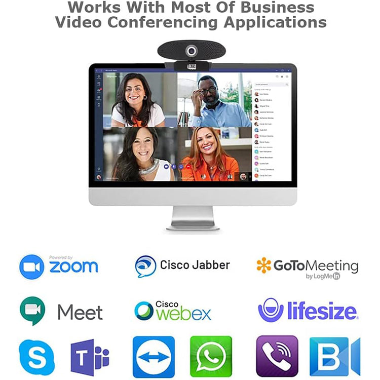 Adesso - Webcam Ultra HD 4K, Double Microphone Intégré, Télécommande Infrarouge, Noir - Simple Boutique