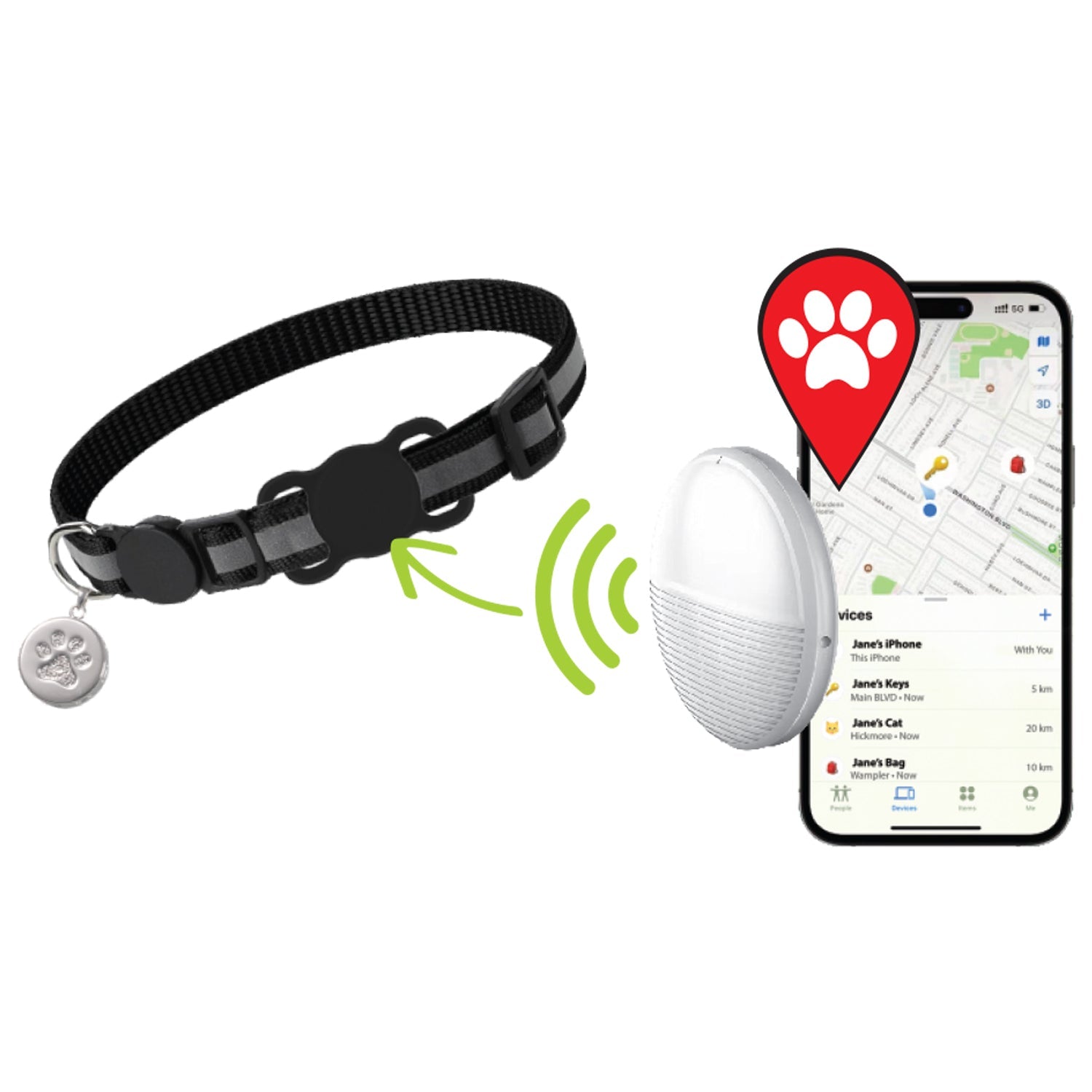 Animooos - Traceur Bluetooth pour iOS Avec Support pour Collier d'animaux - Simple Boutique