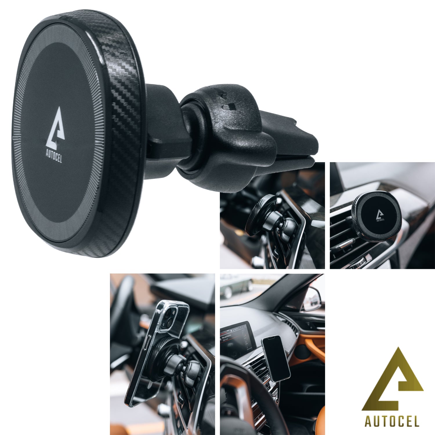 Autocel Support Magnétique Rond pour Bouche d'Aération d'Auto, Compatible MagSafe, Noir - Simple Boutique