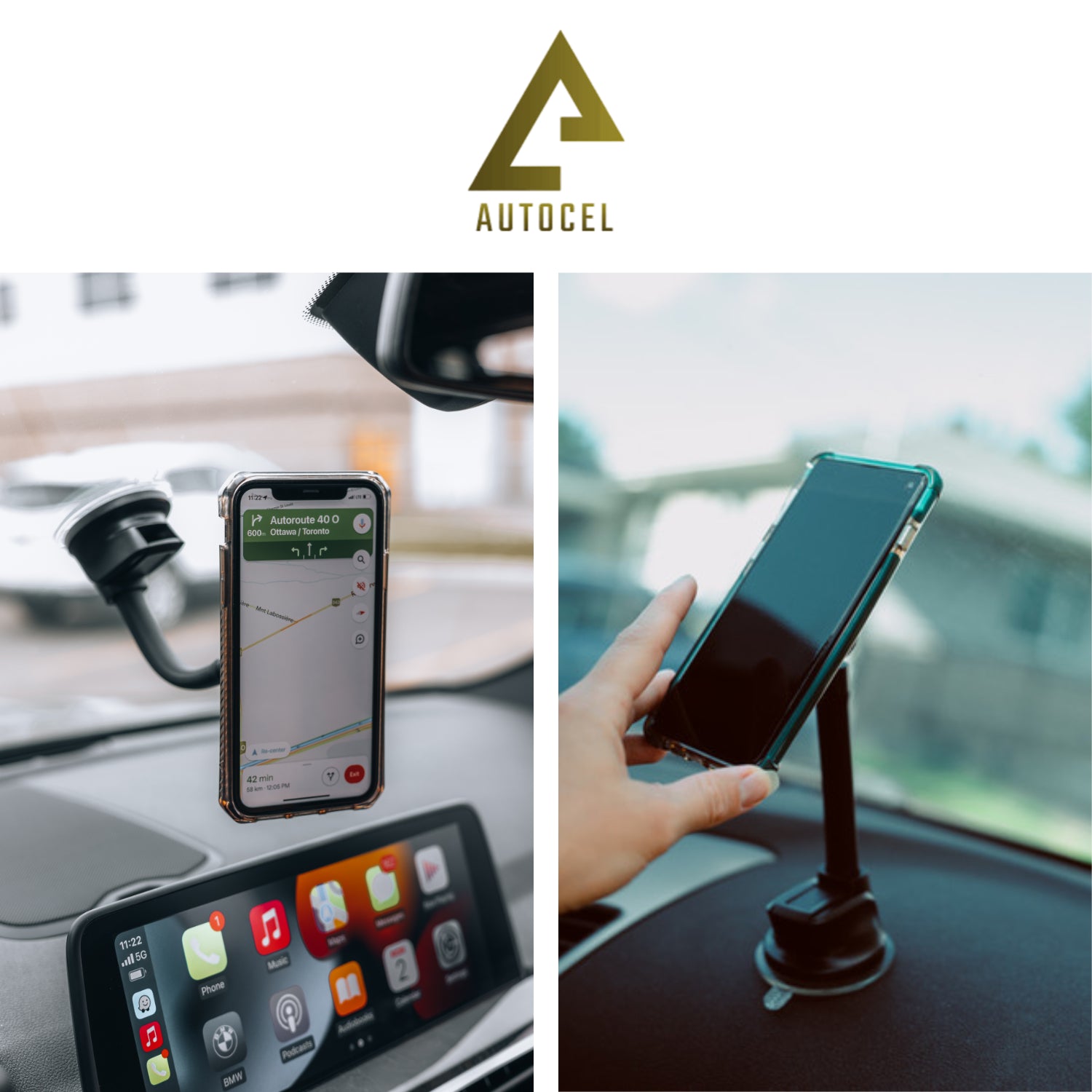 Autocel Support Magnétique de Téléphone à Ventouse pour Pare-Brise ou Tableau de Bord, Noir - Simple Boutique