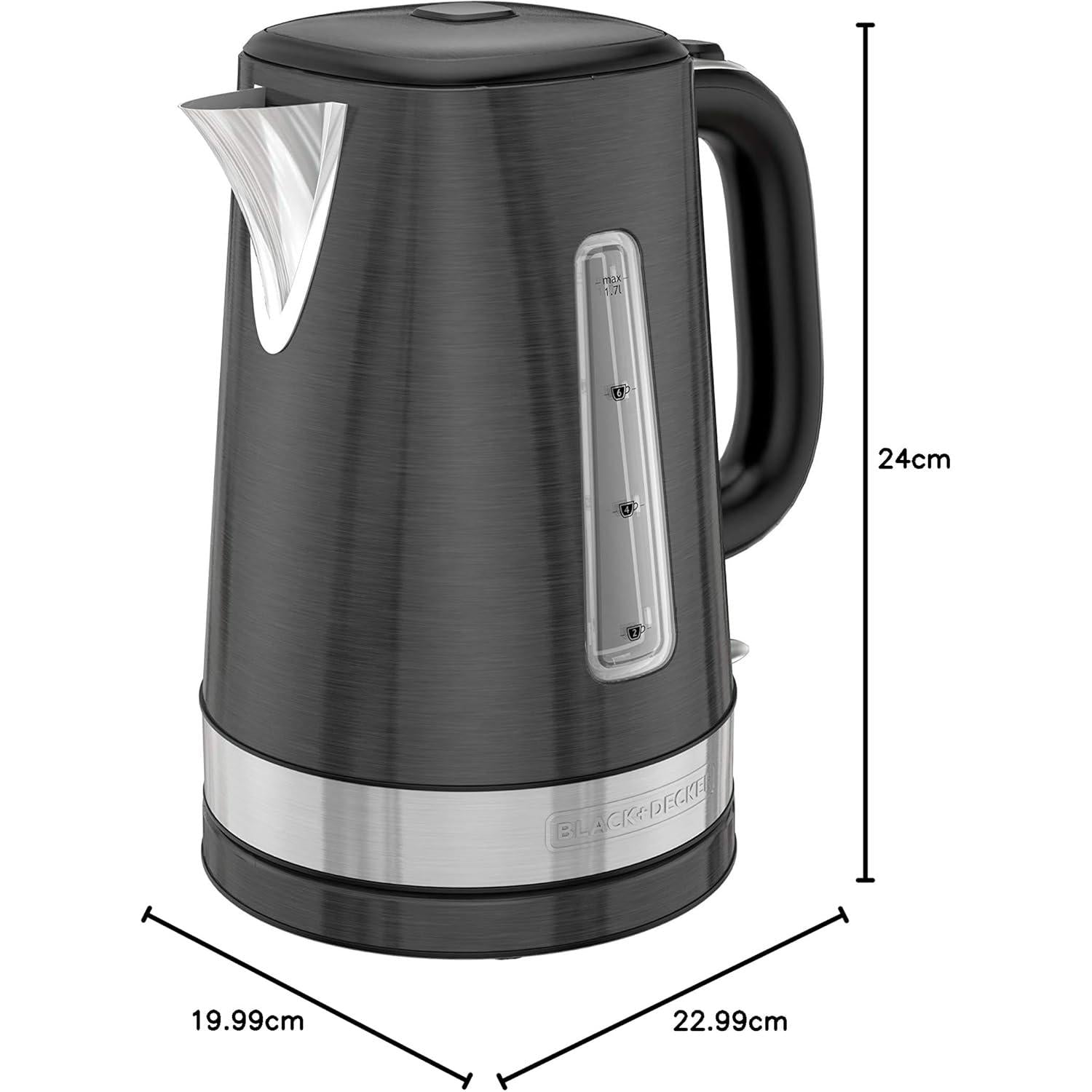 BLACK + DECKER Bouilloire Électrique 1,7 L Sans Fil – Acier Noir, 1500 W - KE1400BSC - Simple Boutique