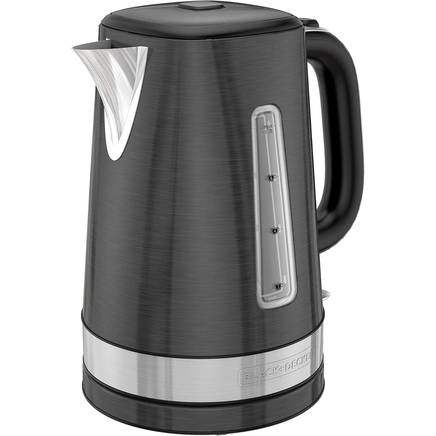 BLACK + DECKER Bouilloire Électrique 1,7 L Sans Fil – Acier Noir, 1500 W - KE1400BSC - Simple Boutique