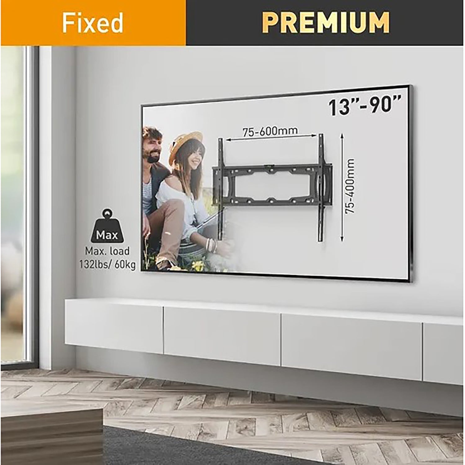 Barkan - Support de Téléviseur Fixe, Pour écran de 13" à 90", Maximum 60kg - Simple Boutique