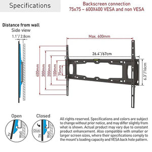 Barkan - Support de Téléviseur Fixe, Pour écran de 13" à 90", Maximum 60kg - Simple Boutique