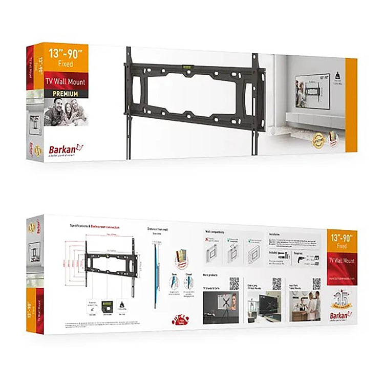 Barkan - Support de Téléviseur Fixe, Pour écran de 13" à 90", Maximum 60kg - Simple Boutique