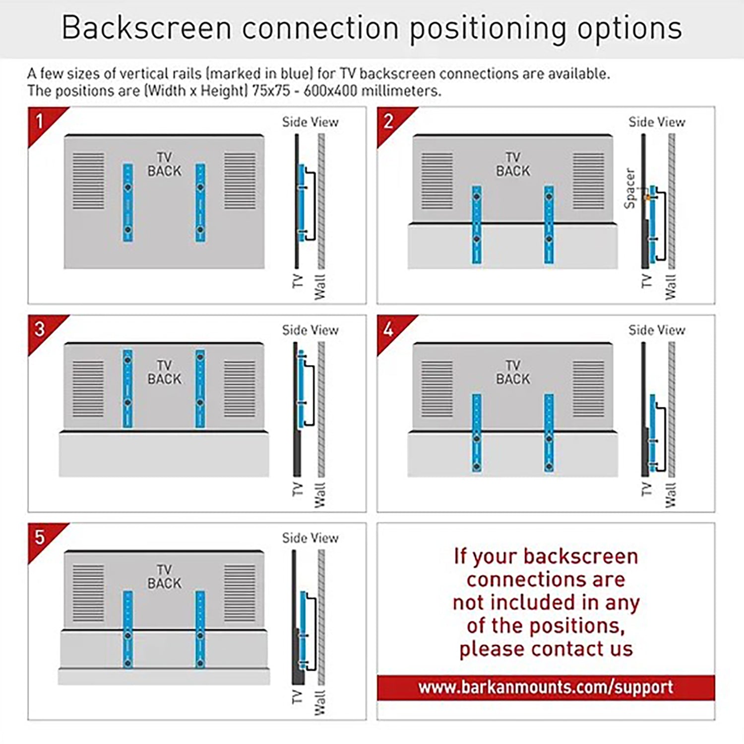 Barkan - Support de Téléviseur Fixe, Pour écran de 13" à 90", Maximum 60kg - Simple Boutique