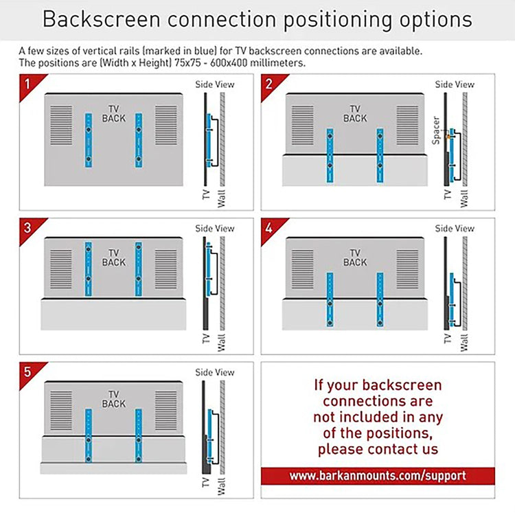 Barkan - Support de Téléviseur Fixe, Pour écran de 13" à 90", Maximum 60kg - Simple Boutique