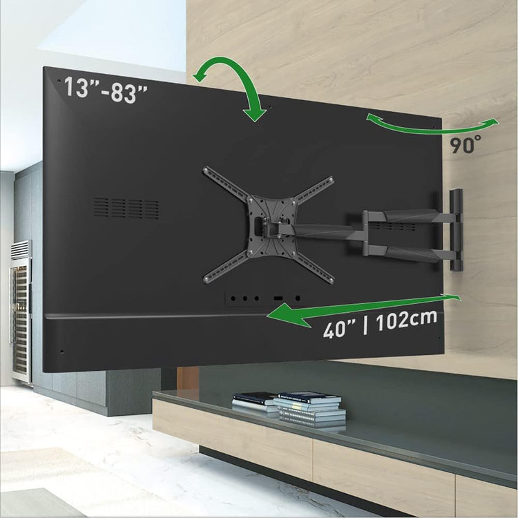 Barkan - Support pour Téléviseur Extra-Long Full Motion, Pour Écran Plat ou Incurvé de 13" à 83", Maximum 50kg - Simple Boutique
