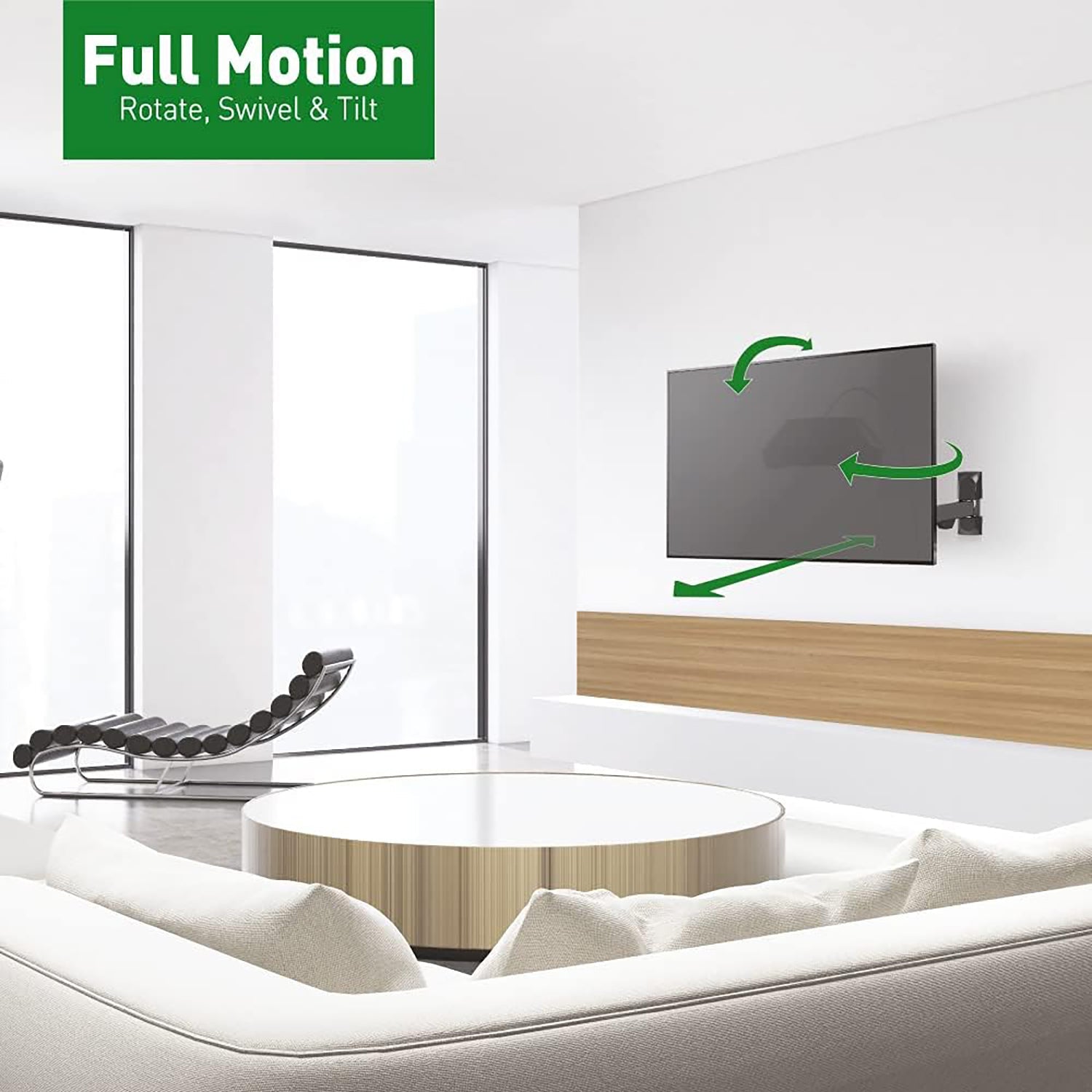 Barkan - Support pour Téléviseur Mural Full Motion, Pour Écran Plat ou Incurvé de 13" à 43", Maximum 25kg - Simple Boutique