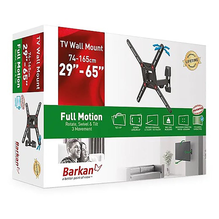 Barkan - Support pour Téléviseur Mural Full Motion, Pour Écran Plat ou Incurvé de 29" à 65", Poid Maximum 40kg - Simple Boutique