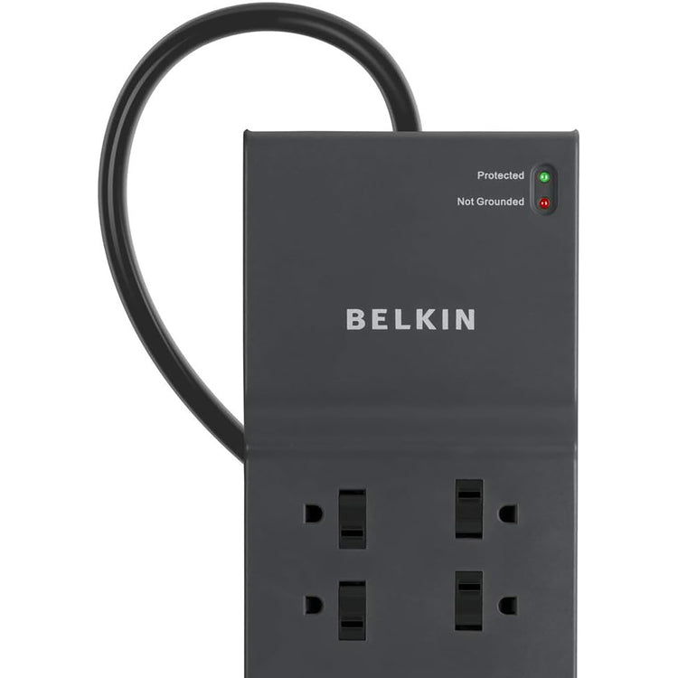 Belkin - Parasurtenseur à 8 Prises à Profil Bas, Protection de 3550 Joules, Cordon de 12 Pieds, Noir - Simple Boutique