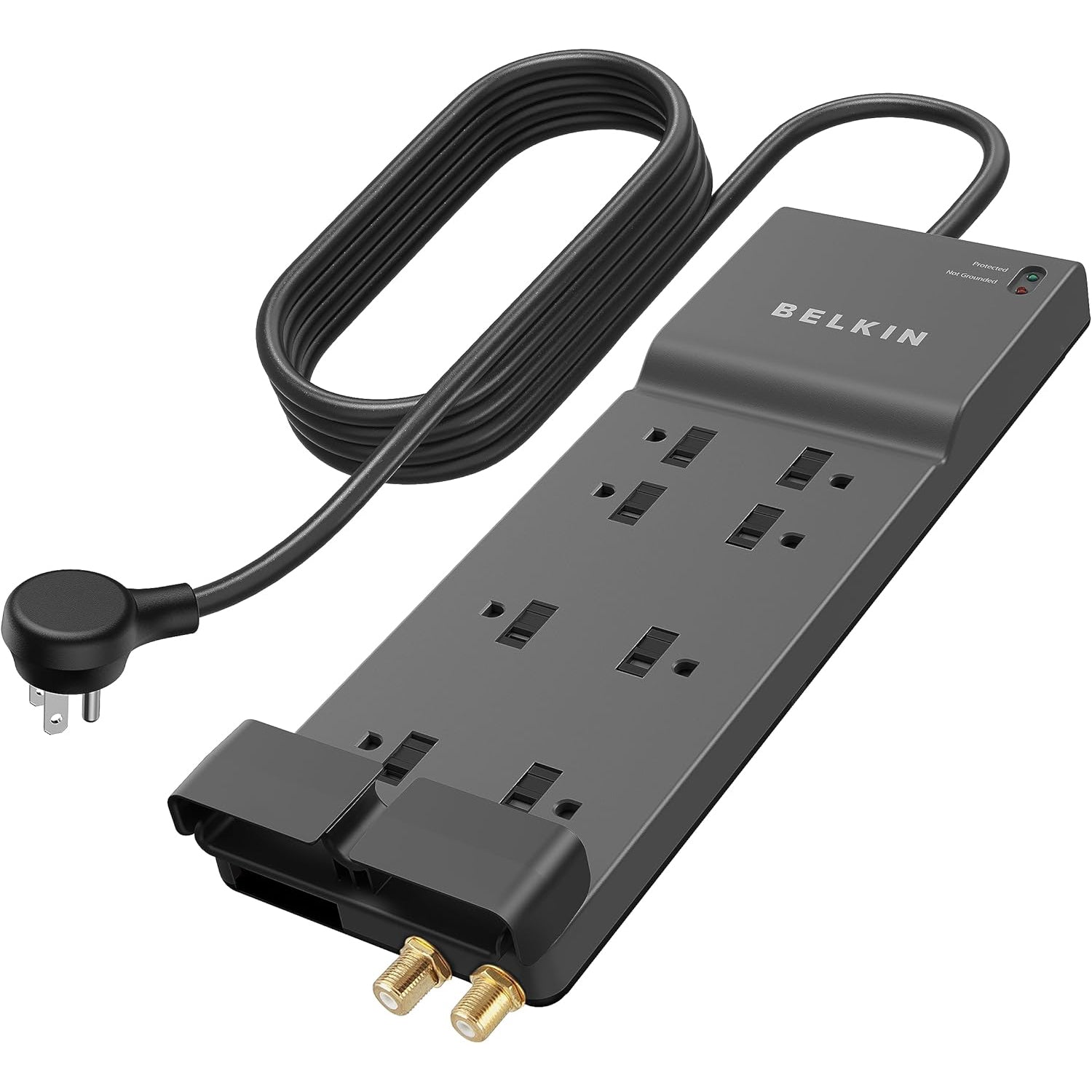Belkin - Parasurtenseur à 8 Prises à Profil Bas, Protection de 3550 Joules, Cordon de 12 Pieds, Noir - Simple Boutique
