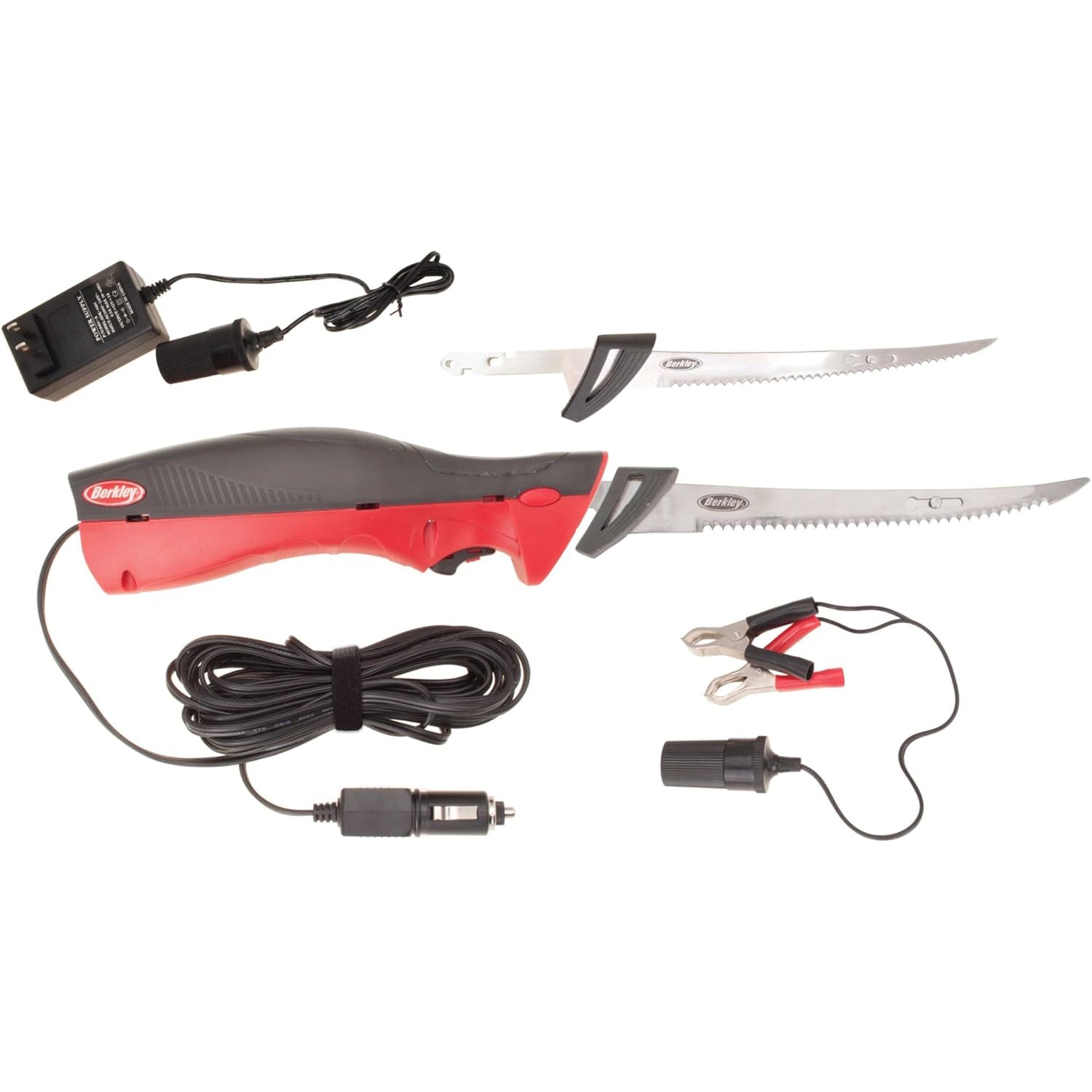 Berkley - Couteau à Fileter Électrique, Lames en Acier Inoxydable de 6 et 8 pouces, Rouge - Simple Boutique