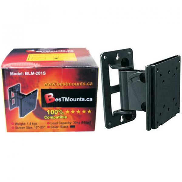 Best Mounts Support Mural Articulé pour Téléviseur de 10 à 23 po, jusqu'à 30 kg, Noir - BLM-201S - Simple Boutique