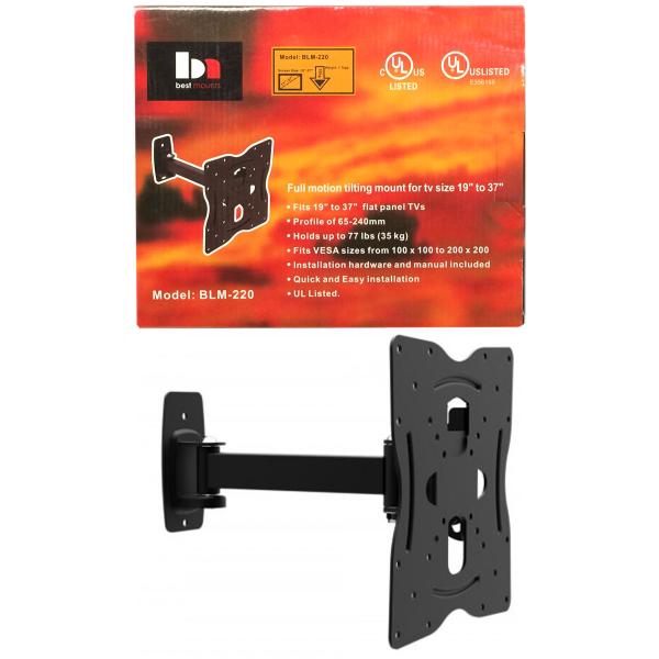 Best Mounts Support Mural Articulé pour Téléviseur de 19 à 37 po, jusqu'à 35 kg, Noir - BLM-220 - Simple Boutique