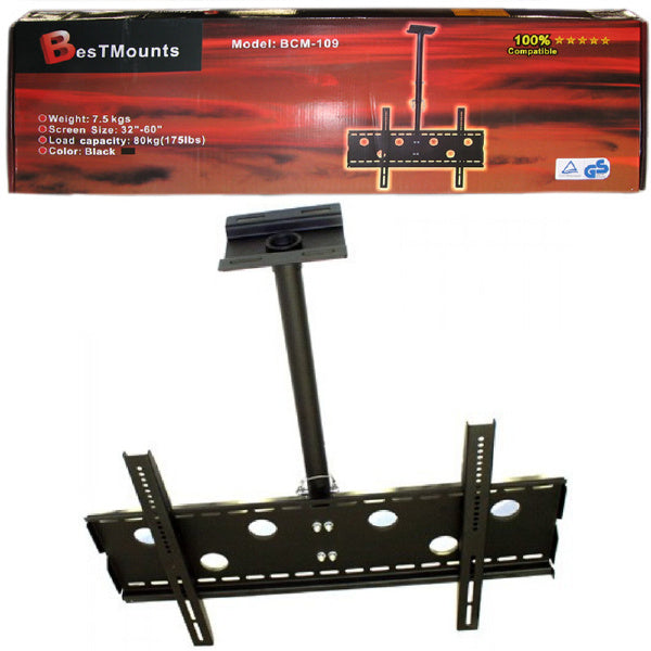 Best Mounts Support de Plafond à Hauteur Réglable pour Téléviseur de 32 à 60 po, jusqu'à 80 kg, Noir - BCM-109 - Simple Boutique