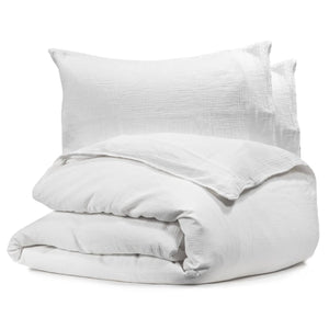 Bianca - Housse de Couette Emilia en Gaze de Coton, 100% Coton, Fait au Portugal, Blanc - X-Queen - Simple Boutique