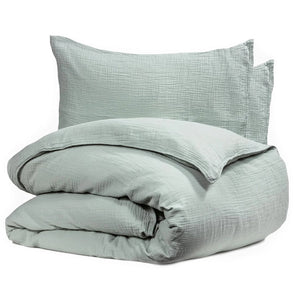 Bianca - Housse de Couette Emilia en Gaze de Coton, 100% Coton, Fait au Portugal, Celadeon - King - Simple Boutique