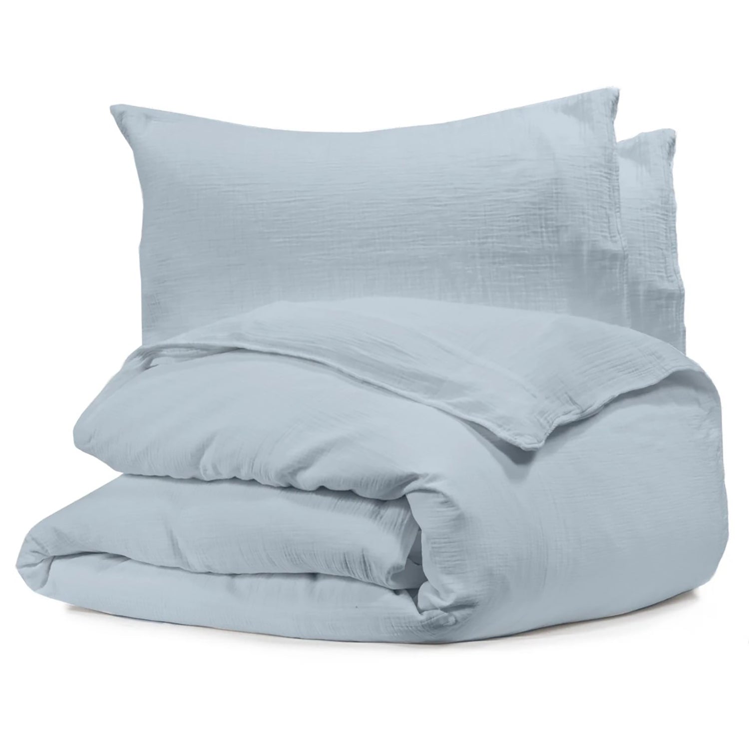 Bianca - Housse de Couette Emilia en Gaze de Coton, 100% Coton, Fait au Portugal, Ciel (4 Grandeurs Disponibles) - Simple Boutique