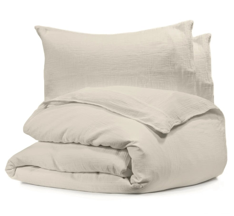 Bianca - Housse de Couette Emilia en Gaze de Coton, 100% Coton, Fait au Portugal, Lin (4 Grandeurs Disponibles) - Simple Boutique