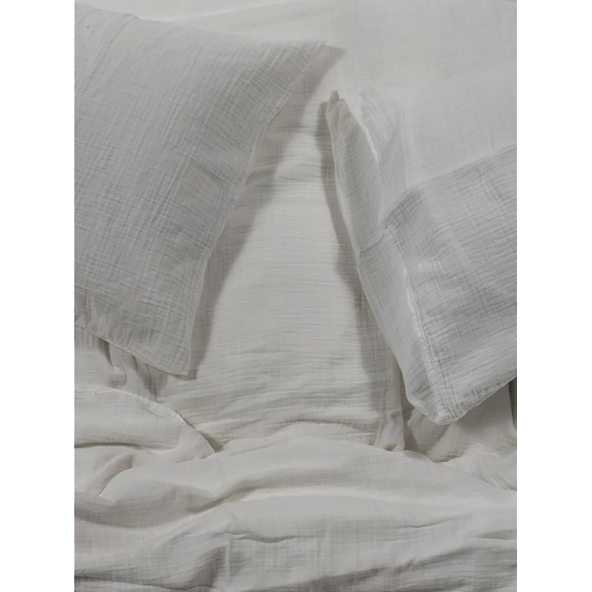 Bianca - Housse de Couette Emilia en Gaze de Coton, 100% Coton, Fait au Portugal, Perle - X-Queen - Simple Boutique